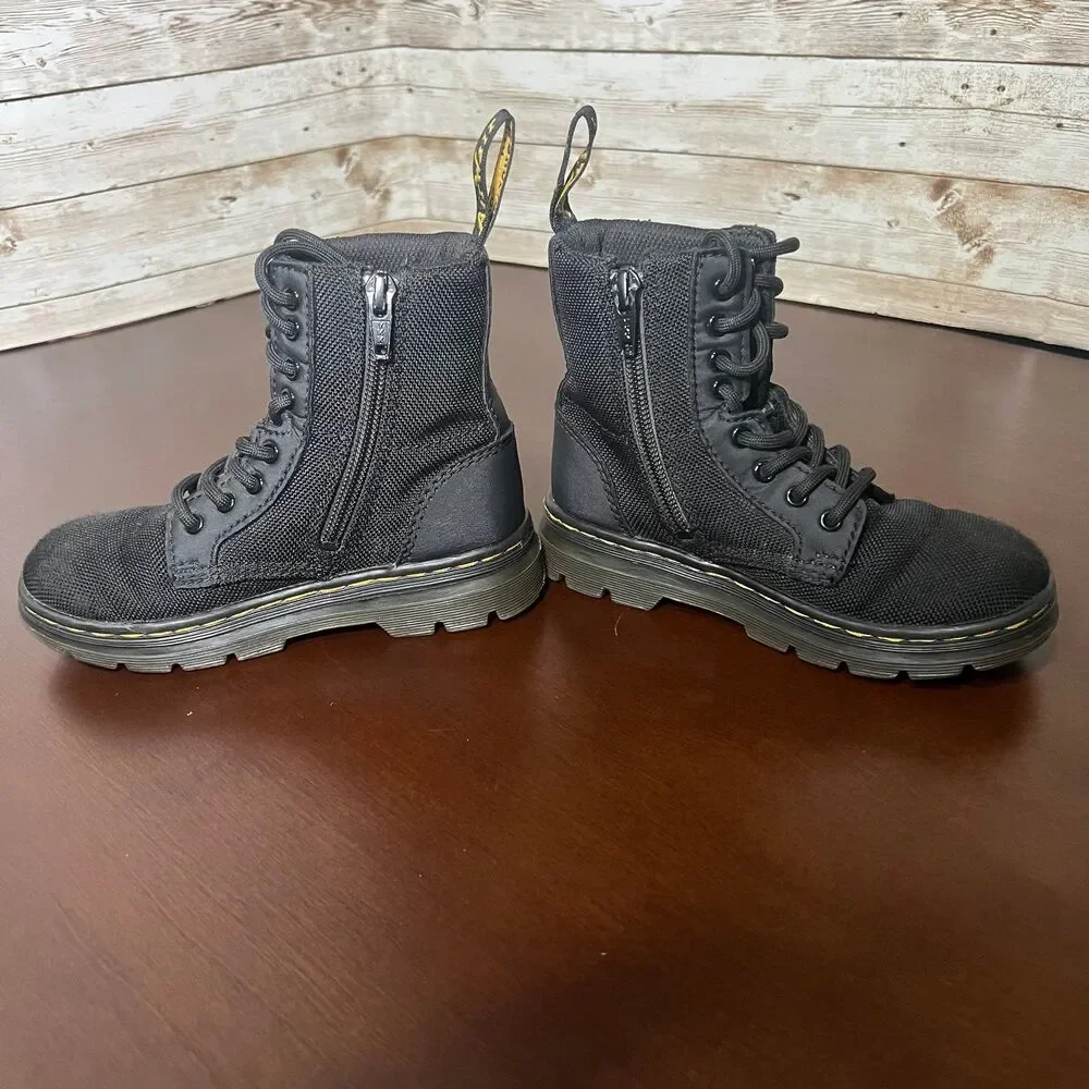 Dr. Martens‎ - Combs Poly Casual Boots-Black Canvas/ Yellow Stitching kids 11